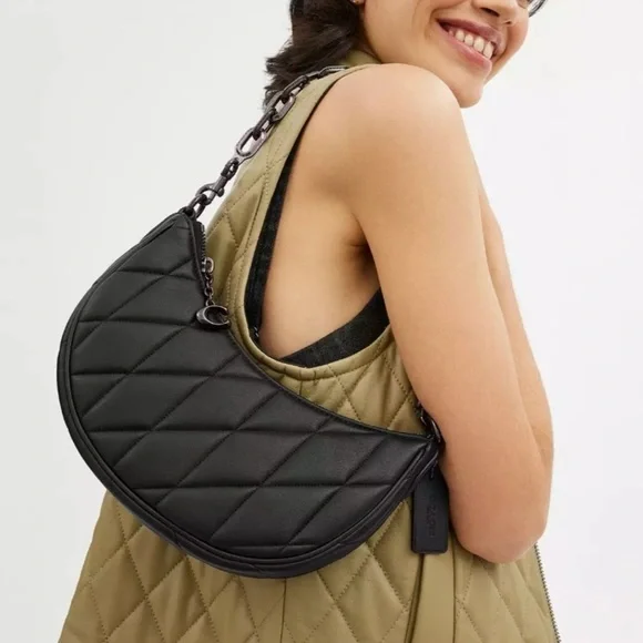 Coach Mira Quilted Leather Shoulder Crossbody Bag In Black - Picture 2 of 11